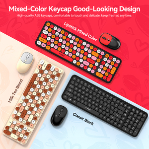 TWOLF TF350 Mini teclado y ratón inalámbricos Combo Set Colorido redondo Keycap Mouse para PC portátil Compatible con todos los sistemas operativos - Product Image 6
