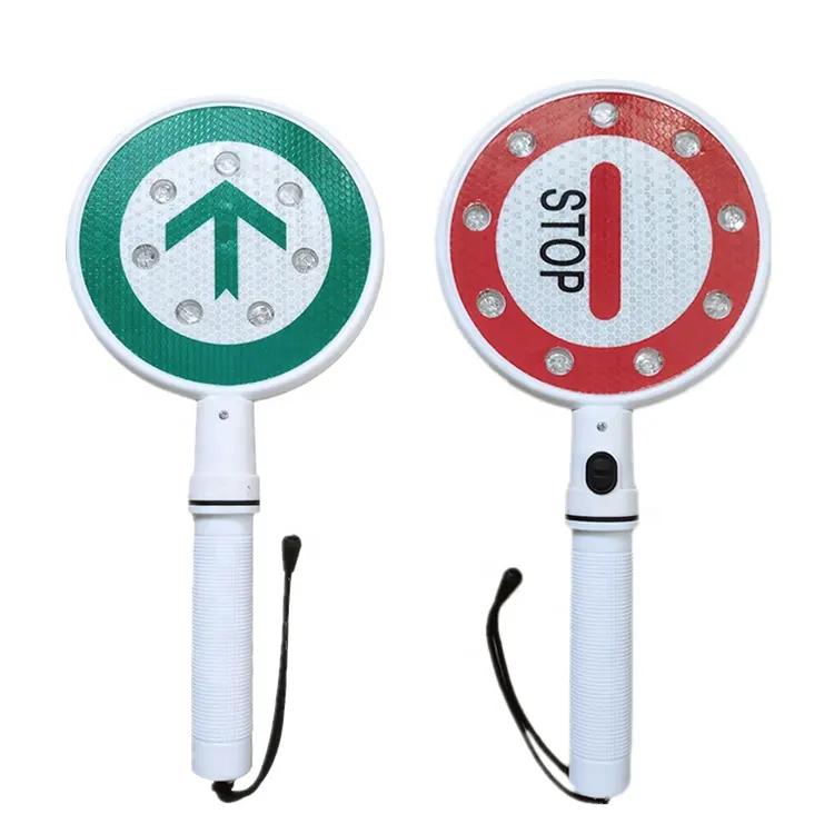 Wholesale Road crossing guard handheld reflective Battery arrow safety signage Led flashing traffic control stop sign with light
