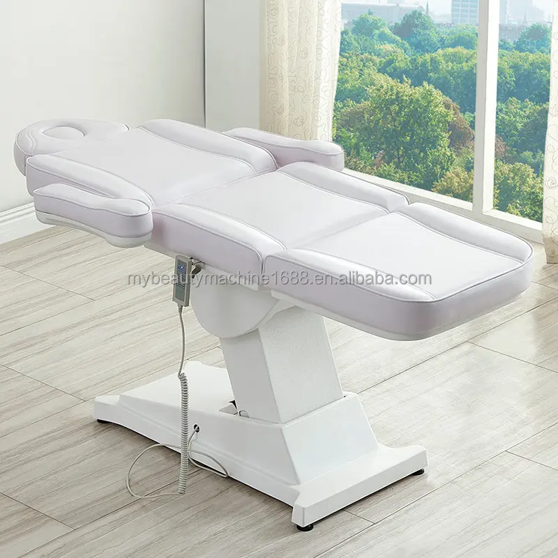 Esthetician Mewah Furnitur Salon Bermotor Tempat Tidur Pijat Spa Elektrik Pemeriksaan Rotasi Bulu Mata Tempat Tidur Wajah