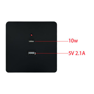 ซ็อกเก็ต USB C ติดผนังแบบสากล,เต้ารับปลั๊กไฟฟ้า USB Type-C 2พอร์ต10W ผนังเต้ารับปลั๊กไฟฟ้า Eu 220V ติดผนังสีดำ - Product Image 4