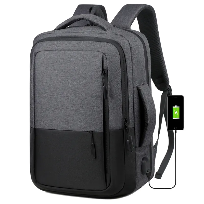 旅行ラップトップバックパック男性用USB充電機能大学ビジネス15.6インチポリエステルレジャーファッションスマートバッグ旅行