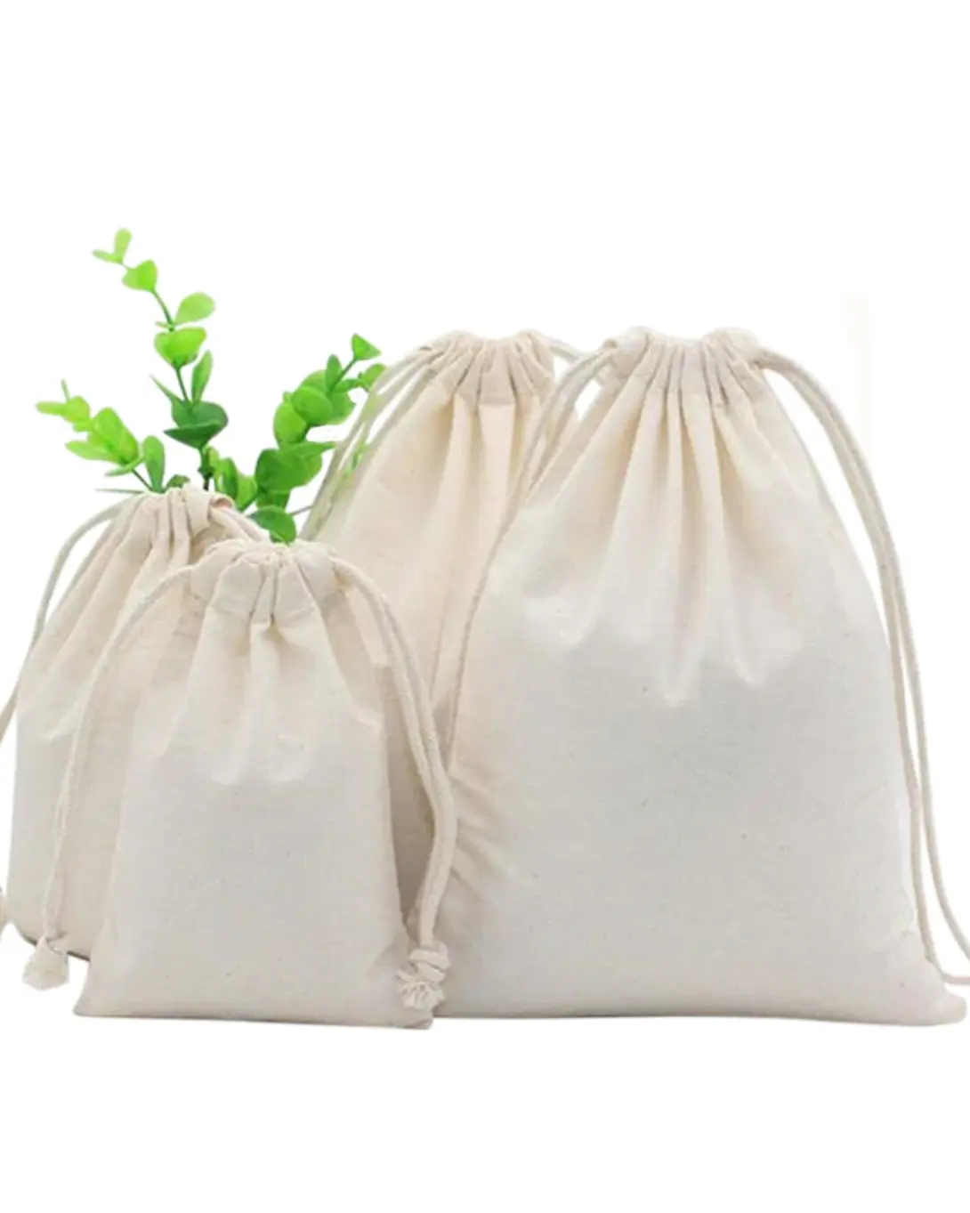 Einkaufstasche Stoff Baumwolle Musselin-Schmuckbeutel Taschen Baumwolle Kordelzugbeutel