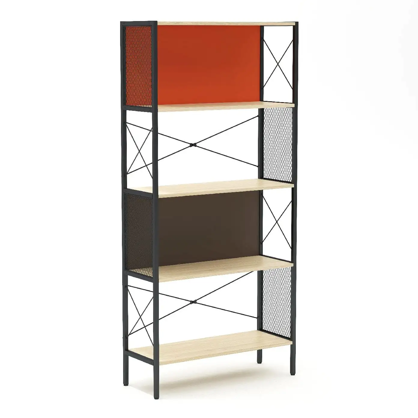 Petite étagère Présentoir en métal au design moderne Présentoir de grande hauteur pour bibliothèque Étagère en bois