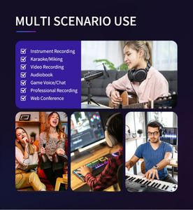 Tarjeta de sonido Usb de interfaz de Audio de grabación de transmisión de estudio profesional de 2 canales para grabación de música espectáculo en vivo - Product Image 6
