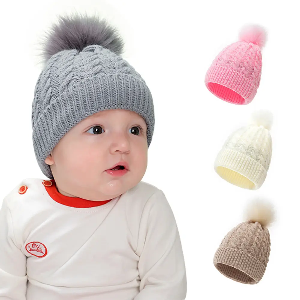 Petits chapeaux d'extérieur quantité minimale de commande Slouchy Running Winter Cap Custom Knitted Ribbed children baby cap and hats for kids Beanie Hat