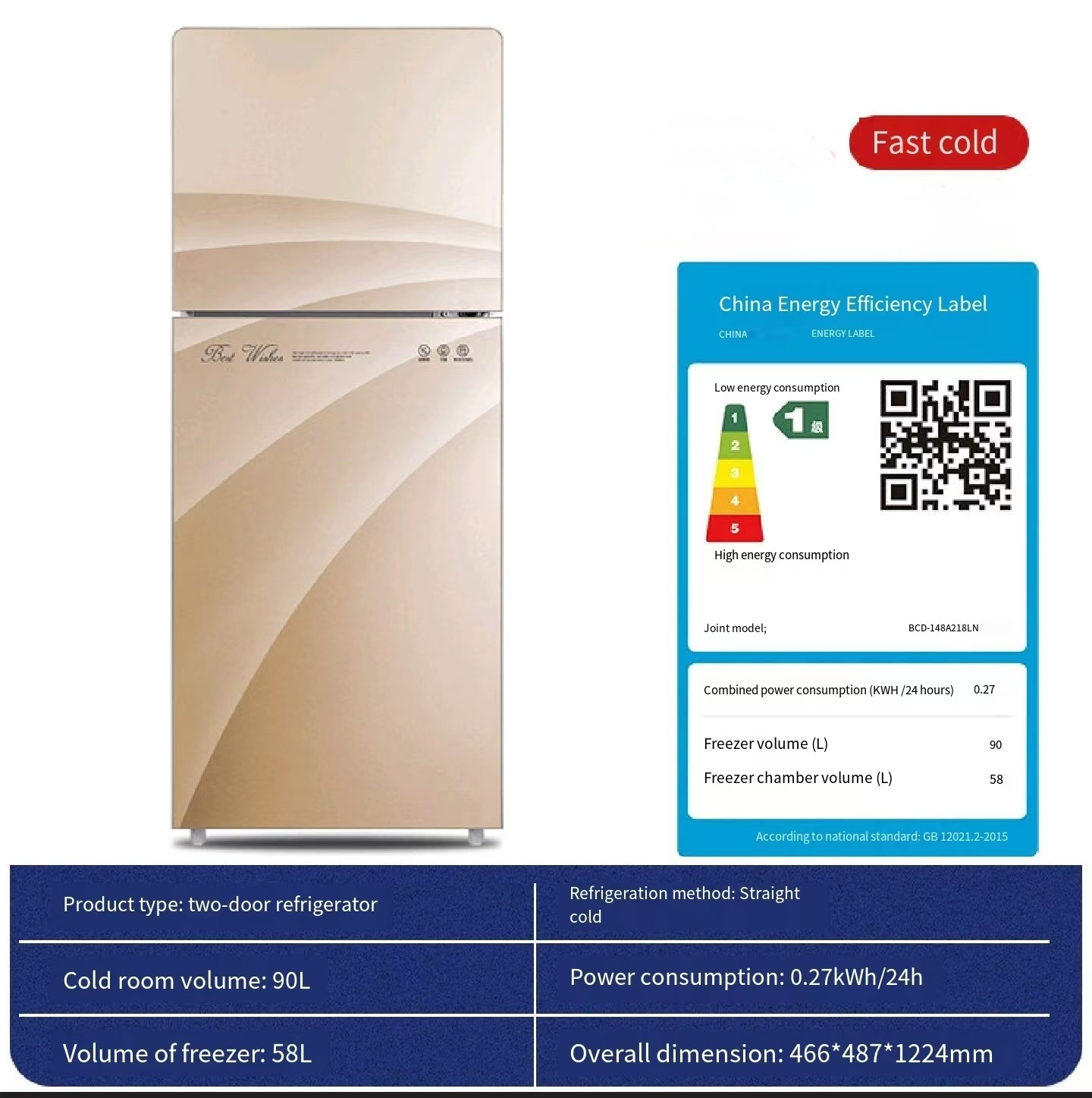 panel dorado+vidrio 148L