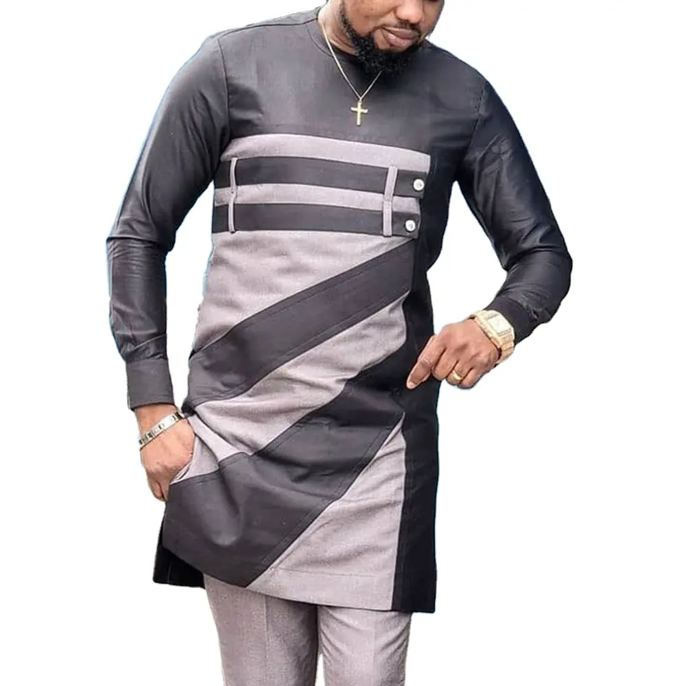 Ensemble de vêtements africains pour hommes, chemise à manches longues, imprimé irrégulier, Dashiki, mode, hauts pour hommes musulmans traditionnels, automne 2023