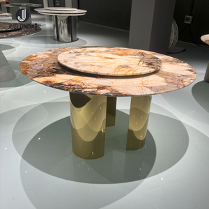 Mesa de comedor multifuncional de mármol Natural de lujo mesa de comedor modular mesa de comedor de acero inoxidable dorado Marco de hierro - Product Image 3