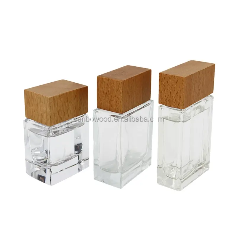 perfume square wood cap bamboo wood cap manufacturer glass bottle lid wood and cap