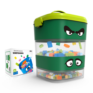 Contenedor de almacenamiento apilable con caja de almacenamiento organizadora de bloques de construcción de 4 capas asa de transporte para 3 bloques clasificadores de diferentes tamaños - Product Image 5