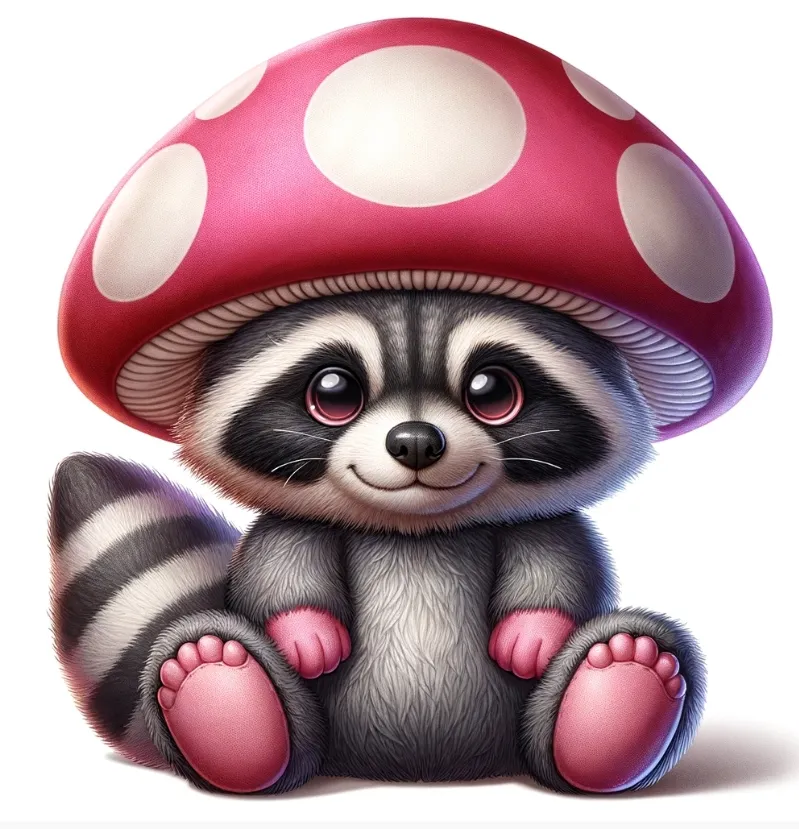 2024 nuovo Design Panda rosso che indossa cappello a fungo giocattoli di peluche procione