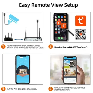 Tuya 8CH 3MP sistema de seguridad WiFi inalámbrico al aire libre IP CCTV Cámara Kit con Color visión nocturna AI detección inalámbrica Nvr Kit - Product Image 3