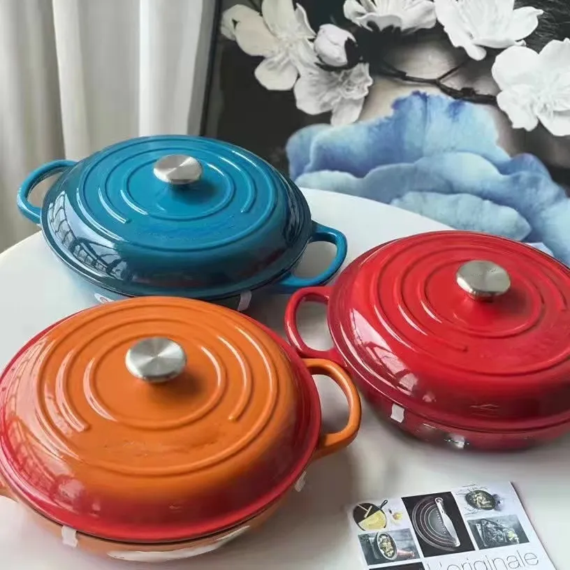 Most Popular Enamel Roasting Pot Non Stick Enamel Pot Cast Iron Casserole Stock Soup Pots With Lid