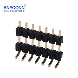 หัวเข็มแนวนอนแถวเดียวหัวมุมขวาขั้วต่อพลาสติกคู่ขั้วต่อ PCB STM พร้อมหัวพินเดี่ยว