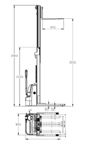 CE ISO 1.2トン1.5トンリフティングハイトコンテナスタッカーフォークリフトトラックパレットスタッカー電気リチウム電池DCモーター付き - Product Image 3