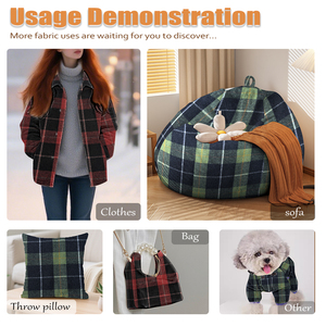 Trong Kho Màu Xanh Lá Cây Và Màu Đen rô Tweed Vải Rõ Ràng Kết Cấu Len Pha Trộn Vải Thích Hợp Cho Làm Của Phụ Nữ Áo Khoác - Product Image 3