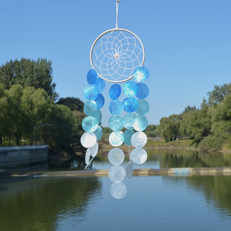 Pumengwang gradient blue mirror shell wind chime