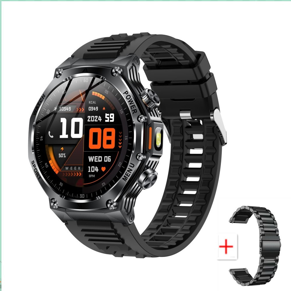 สีดำ (สายซิลิโคน + สายเหล็ก)