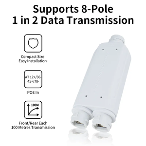 Mini boyut 10/100Mbps 2 Port IP66 su geçirmez PoE tekrarlayıcı 1 ila 2 PoE genişletici IEEE802.3af/PoE kamera için 48V 30W açık - Product Image 5