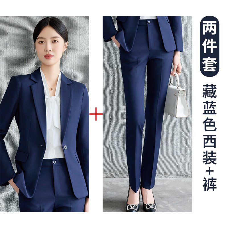 Navy blue suit trousers