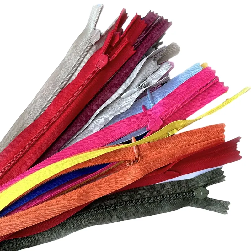 تصنيع هينجدا #5 # سحابات ملونة مفتوحة من طرف غير مرئي سحاب مخفي سحاب نايلون لفستان