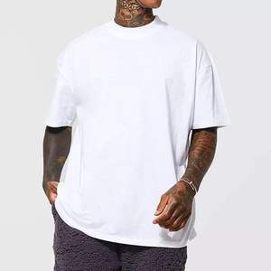 Özel erkek Mock boyun T-Shirt % 100% pamuk ağır lüks damla omuz artı boyutu boy <span class=keywords><strong>Fit</strong></span>