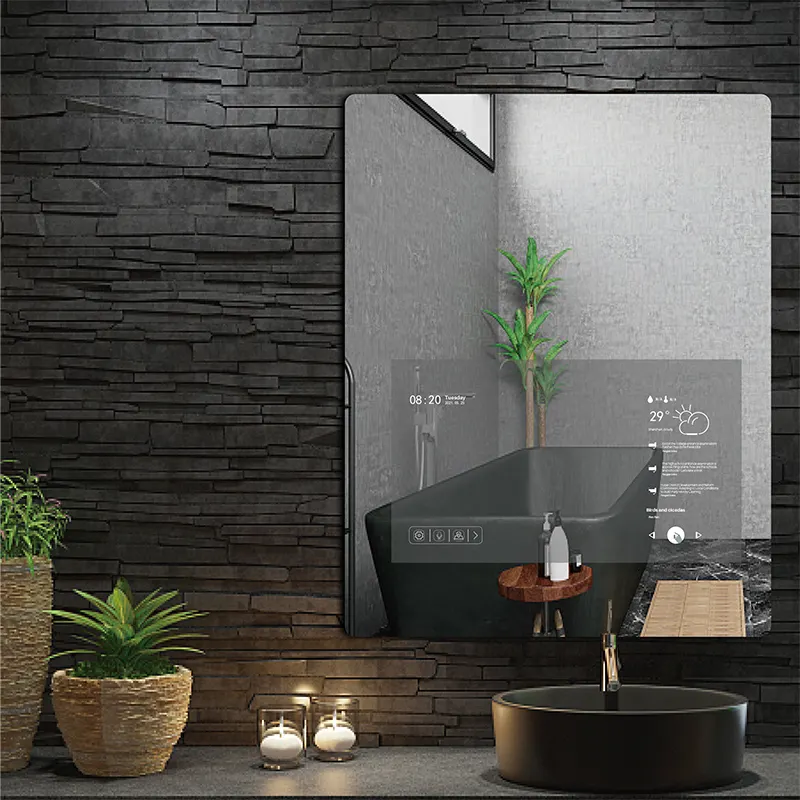 Wall Tablet Led Banheiro com Smart Android Tv Salão Espelho/Foto Espelho Mágico Prata Retângulo Moderno 3 Anos Iluminado 2pcs