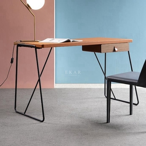 Mesa de estudio de diseño Simple, mueble de madera de nogal con cajón para el hogar y la Oficina - Product Image 2