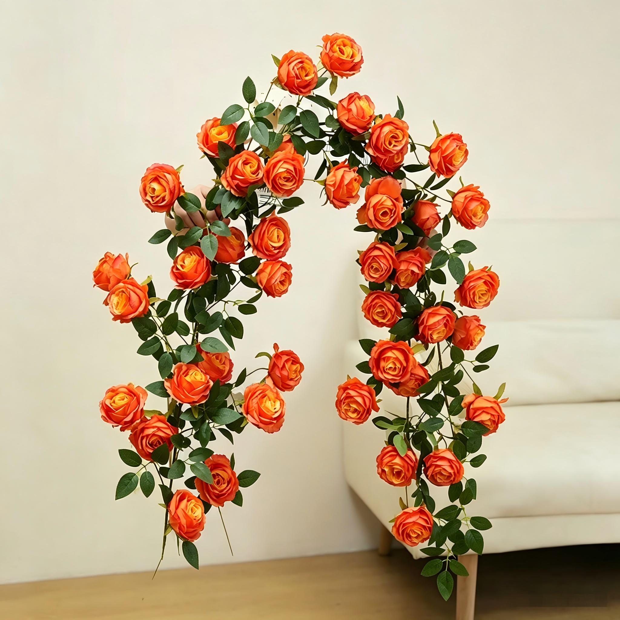 Orange-yellow large-flowered monet climbing rose-one stem