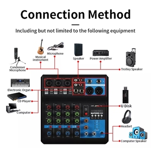 Yüksek kaliteli Mini 5 kanal ses mikseri konsolu 48V ile çalışan dijital mavi diş profesyonel ses mikseri - Product Image 3