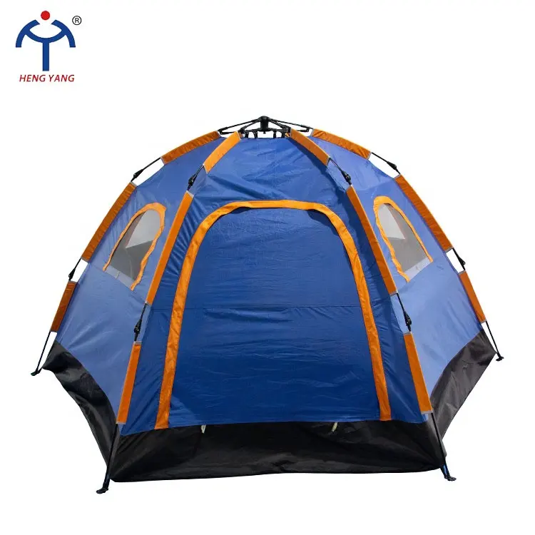 Индивидуальная автоматическая гидравлическая Шестигранная семейная палатка для кемпинга на 4-6 человек с стекловолоконным полюсом