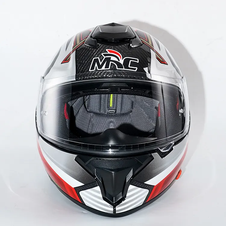 Helm motor Full Face dewasa, helm sepeda motor serat karbon Visor ganda untuk dewasa