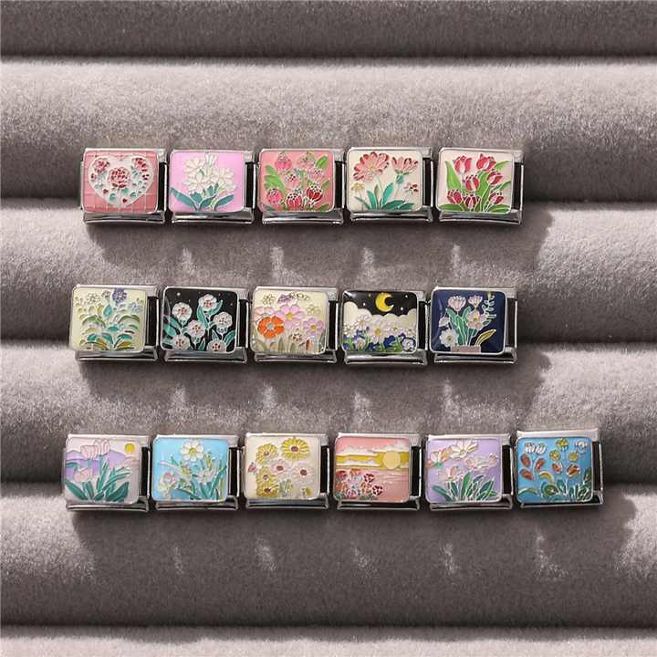 Hot Selling Titanium Steel Vacuum Plated Italian Modular Bracelet Stretch Strap Chain Italian Charm DIY Bracelet with Gift Tools