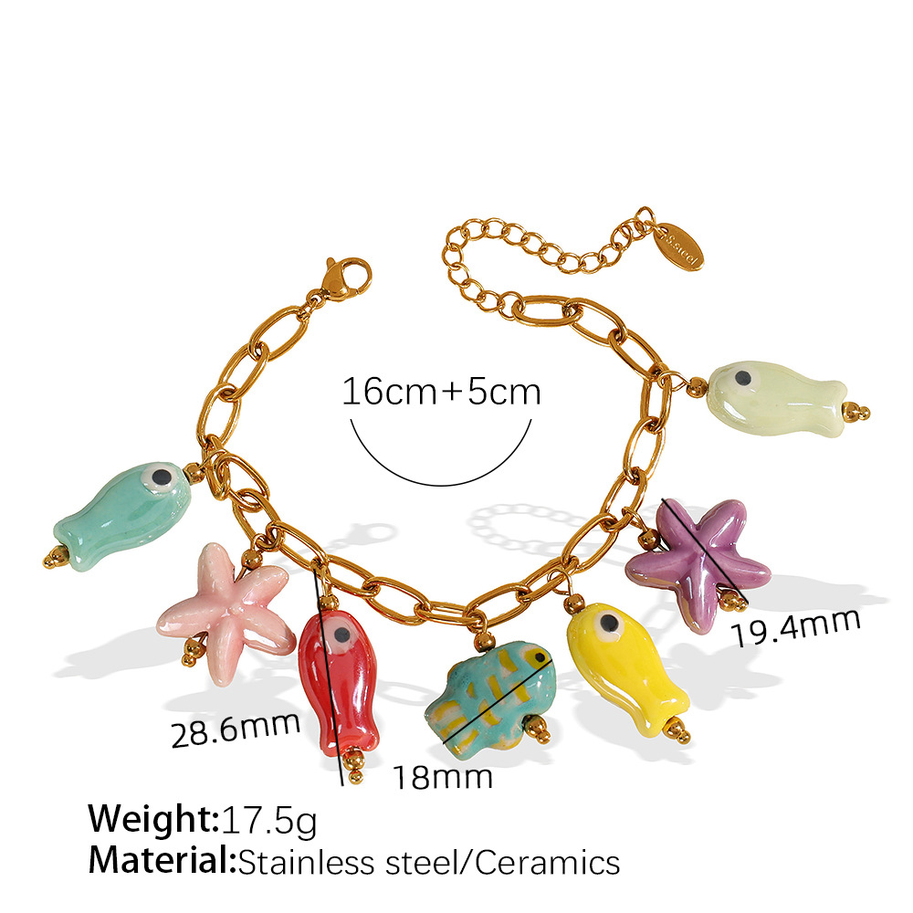 SL98 Bracelet en céramique dorée de couleurs mélangées