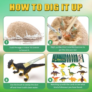 İlk yürümeye başlayan Dino kazmak kazı kiti 8 adet kök onaylı plastik ve reçine oyuncak sertifikalı güvenli - Product Image 3