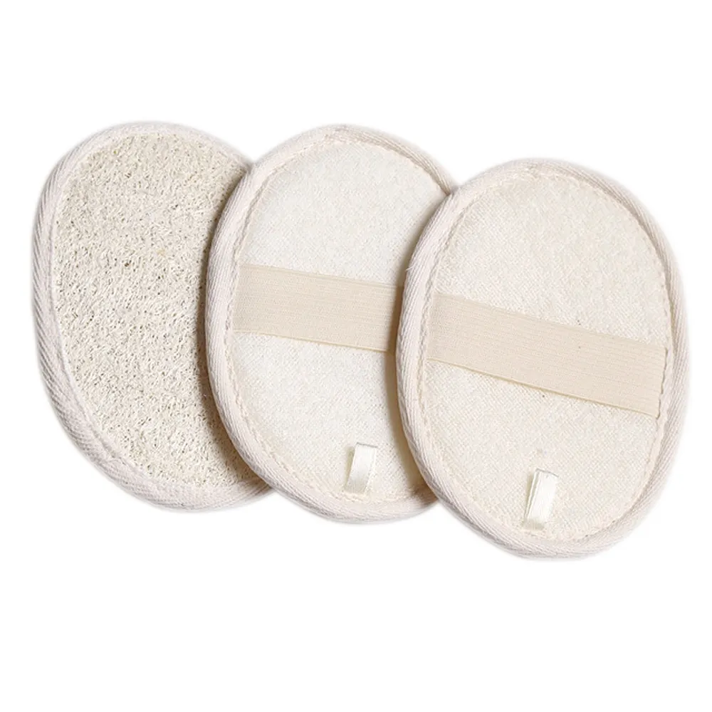 Almohadillas de limpieza naturales Luffa, depurador facial y corporal de forma ovalada, almohadillas de esponja exfoliantes para el cuerpo