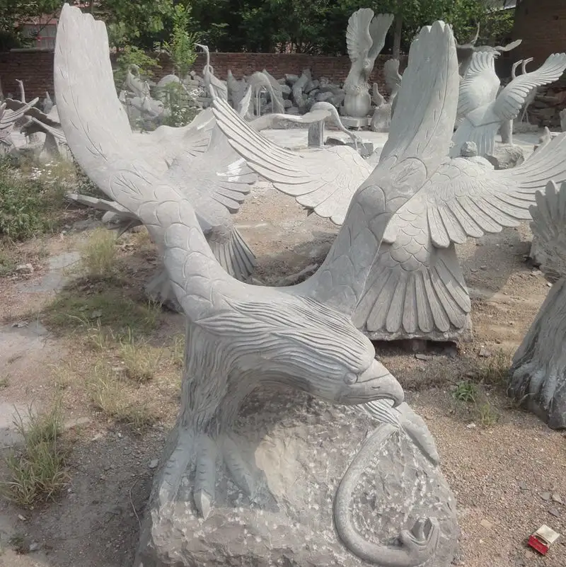 Escultura de águila de piedra para decoración al aire libre, granito