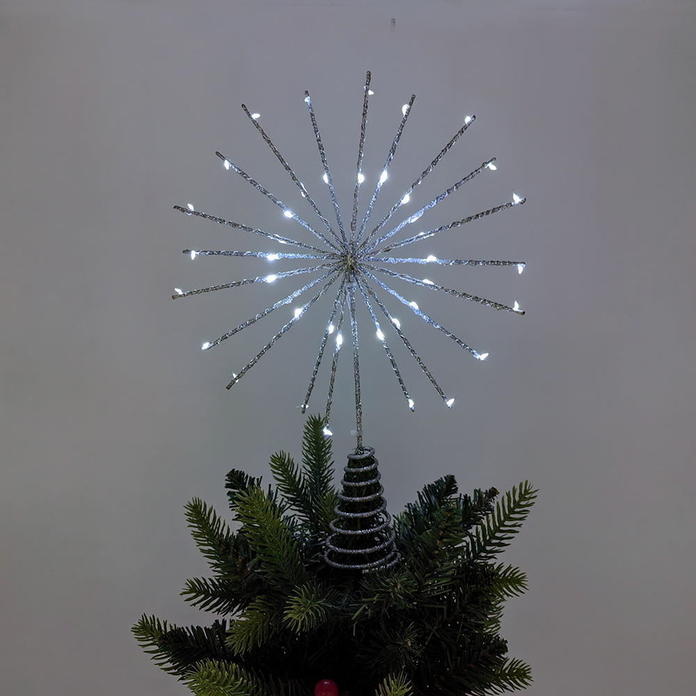 Silver Iron Wire Star With Cool White LED Light