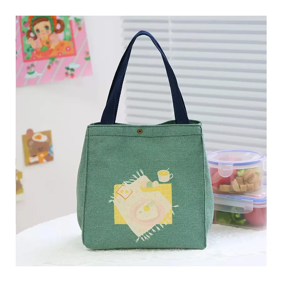 Yeni japon uygun taşınabilir kanvas çanta paket ağız el-boyalı illüstrasyon kalınlaşmış kullanımlık tuval Tote çanta