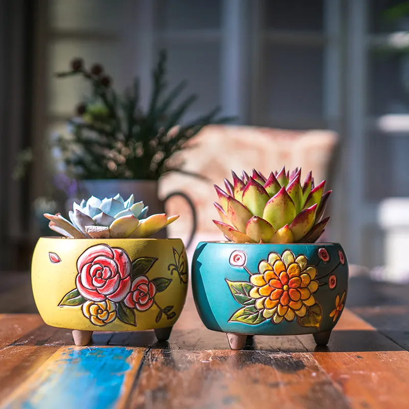 Porcelaine céramique Vases à fleurs Pot de fleurs peint à la main intérieur table jardinage coréen Succulent Mini mignon charnu Pot de fleur