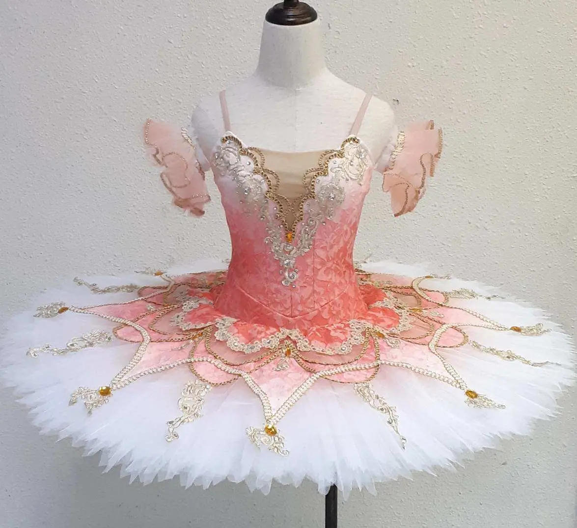 Hot Sale High Quality Custom Size 12 Layers Ballet Performance Wear Professional Peach Women Adult Tutu Costumes