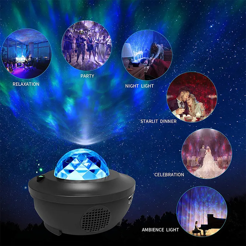 Лидер продаж, новый дизайн, светодиодный креативный Ночной светильник, цветной проектор звездного неба, Bluetooth, USB, музыкальный проигрыватель с голосовым управлением