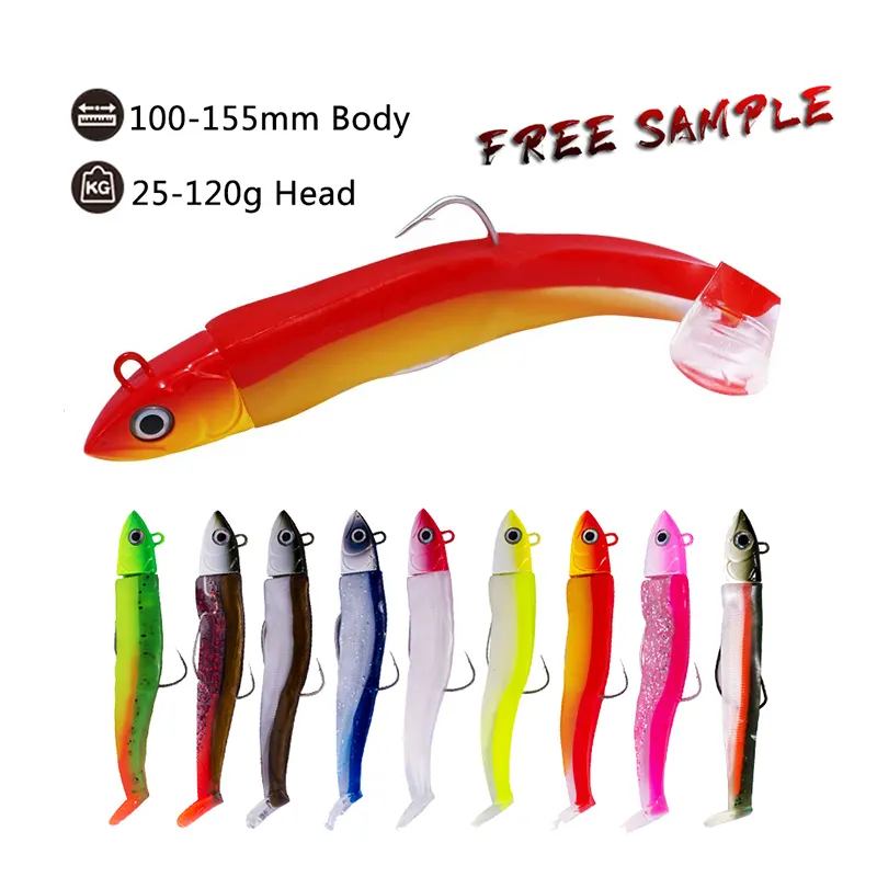 Chine pêche silicone leurre minnow noir engrenage souple shad appâts de pêche brochet leurre plomb gabarit tête basse leurre de pêche