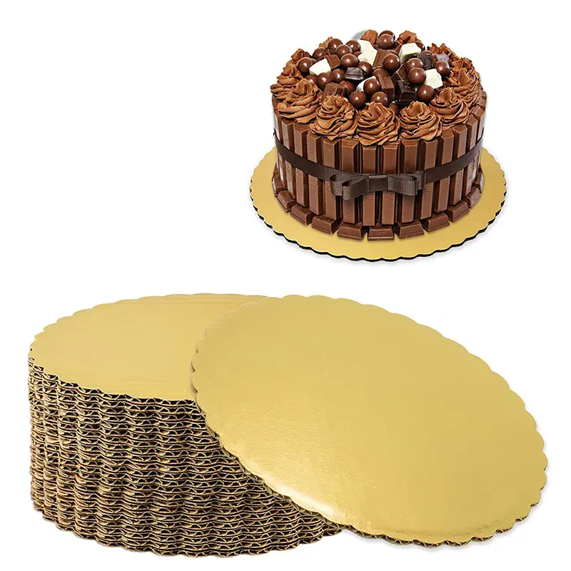 Songhui tavola per torta con bordi ondulati rotondi color oro per torta di compleanno fai da te