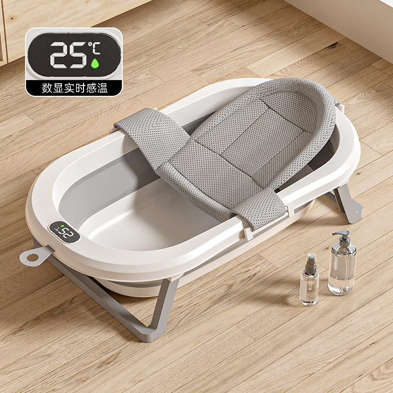 Gris-Vasque simple-avec thermomètre + filet de bain