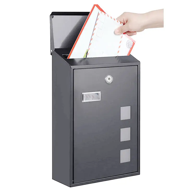 Apartamento Mail Drop Box Letterbox Wall Mounted Metal Aço Inoxidável Estilo Exterior Bloqueio Post Mailbox Office Box Personalizar