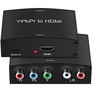 组件到HDMI适配器YPbPr到HDMI转换器 + R/L 5RCA RGB到HDMI视频音频转换器适配器