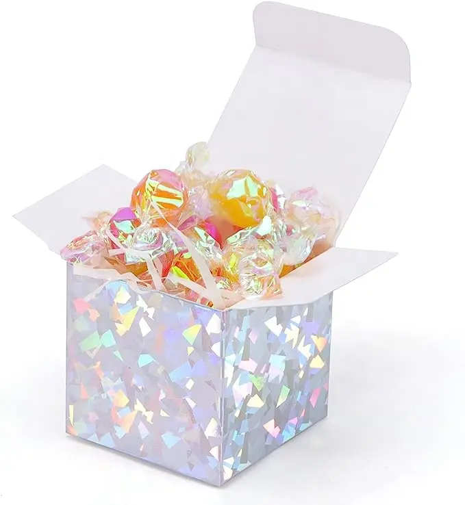 Custodia in carta olografica lucida come scatole per bomboniere per feste scrigno del tesoro