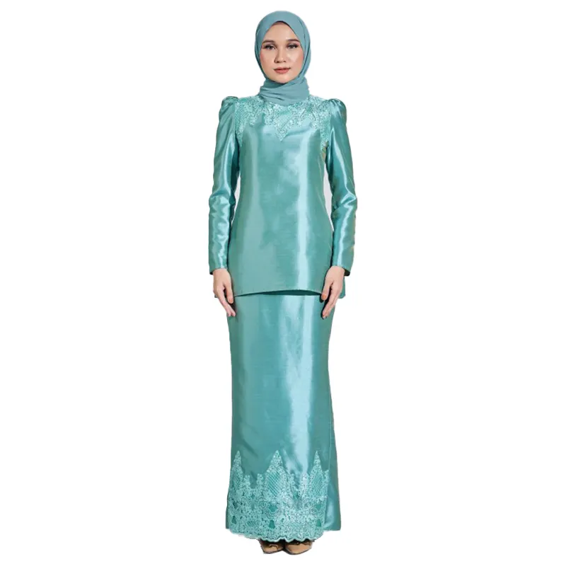 Conception de vente chaude baju kurung mode abaya robe musulmane baju kurung melayu jubaya satin modèle baju kurung moderne