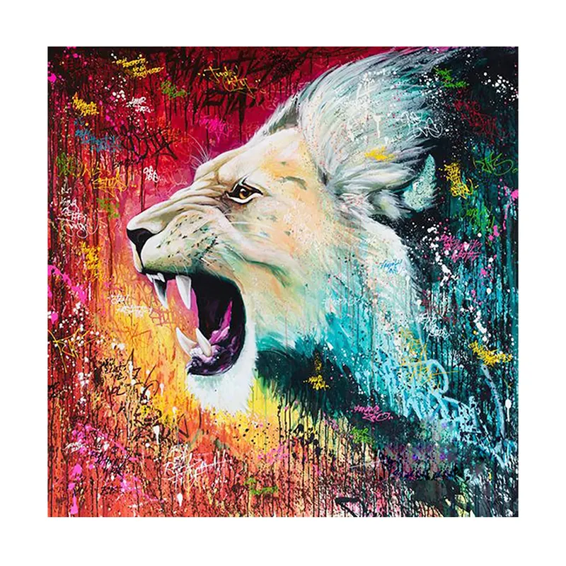 Gros plein foret carré/rond diamant peinture Lion 5d bricolage diamant broderie Animal strass décoration murale maison